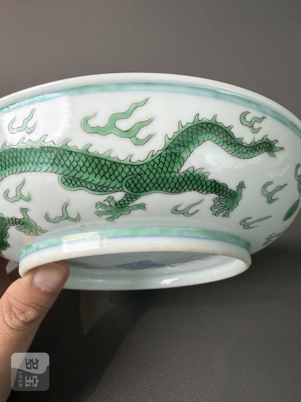清道光 白釉绿龙纹盘 - 图6